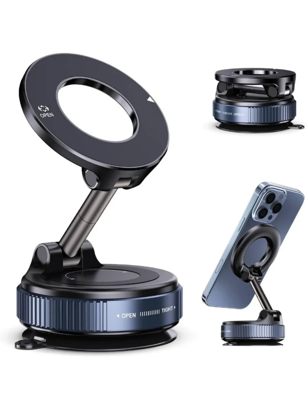 Magnetic Car Phone Holder - 360° Adjustable Suction Mount for iPhone & Magsafe